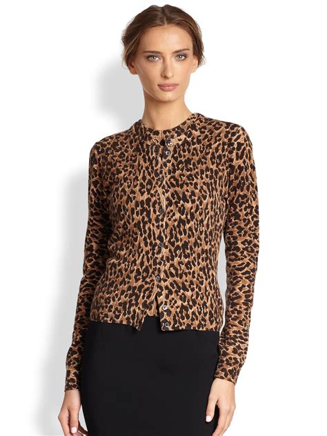 Women's Cardigan in leopard cashmere 